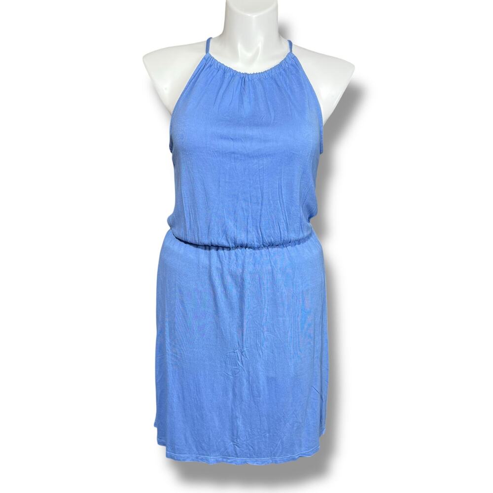Old Navy Womens Blouson Dress Sleeveless Halter Top Knee Length Blue Large